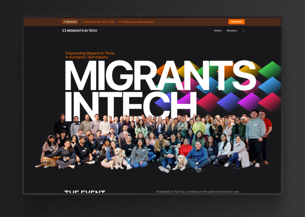 Migrants in Tech - Auckland home page.