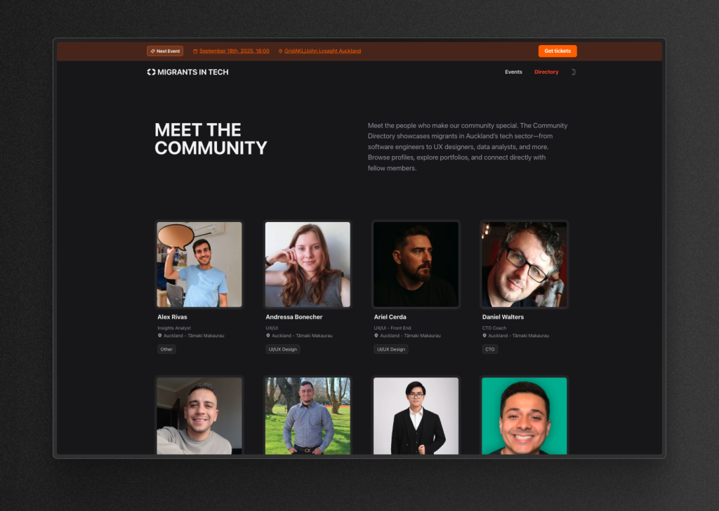 Migrants in Tech - Auckland directory.